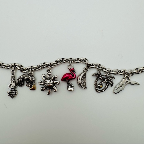 Brighton Retired Florida Charm Bracelet Flamingo Sun Alligator - Picture 4 of 11